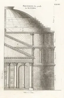 Pantheon Prints: Half of the front facade of the Pantheon, Rome