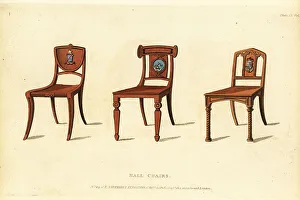 Furnishings Prints: Hall chairs with coats of arms, 1814