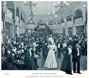 Bergere Prints: Hall of the Folies-Bergere, Paris, France