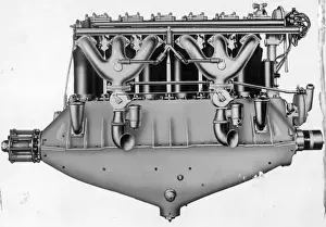 Hall-Scott L-6 213hp 6-cylinder inline engine - Port side