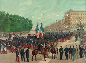 Grenadiers Prints: Halt of the Grenadiers Rochambeau in Union Square New York