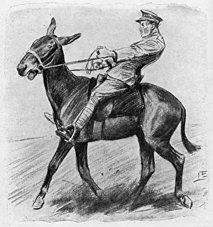 Remount Prints: Halting a mule, WW1