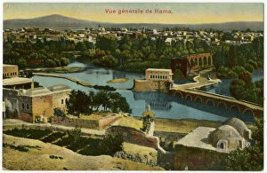 Aqueduct Collection: Hama, Syria, Bridge over Orontes River and Giant Waterwheels