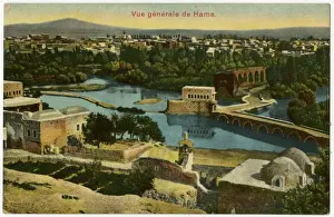 Ornamental Prints: Hama, Syria, Bridge over Orontes River and Giant Waterwheels