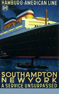 Crossing Collection: Hamburg American line passenger ship poster