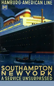 Ship Posters Collection: Hamburg American line passenger ship poster