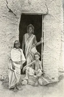 Doorway Prints: Hamitic nomadic woman and two children, Aswan, Egypt
