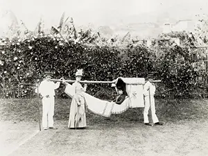 A hammock, carrying chair, likely Madeira or Canary Islands