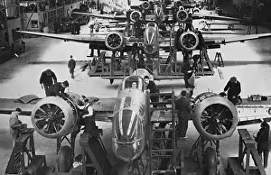 Hampden Prints: Hampden bombers in aircraft factory, WWII