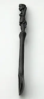 Hand-carved WWI African Black Wood Askari soldier - spoon