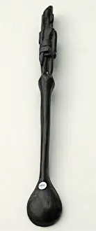 Hand-carved WWI African Black Wood Askari soldier - spoon