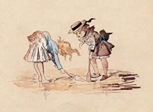 Images Dated 14th July 2021: Hand painted illustration of children on the beach