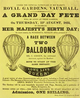 1835 Collection: Handbill for balloon race, Green brothers