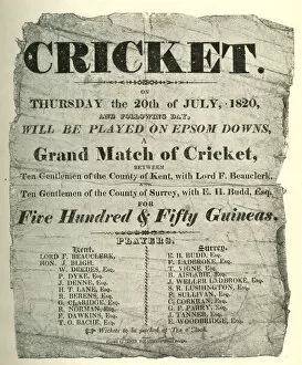 Versus Collection: Handbill, Grand Match of Cricket Epsom Downs, Surrey