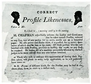 Chapman Collection: Handbill, Moses Chapman, Silhouette Artist