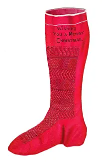 Handmade Christmas card in the shape of a stocking