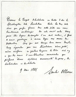 Lawyer Collection: Handwriting of Emile Ollivier, French lawyer and politician