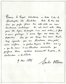 Handwriting of Emile Ollivier, French lawyer and politician