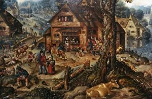 Crutch Gallery: Hans Bol (1534-1593). Flemish painter. Village Scene, 16th C
