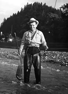 Waders Prints: Happy Angler