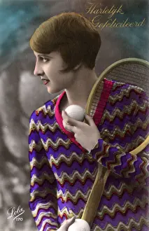 Balls Prints: Happy Birthday Greetings card - Dutch - Tennis Player