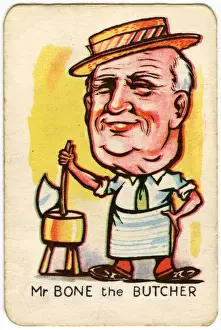 Boater Prints: Happy Familes Playing Cards - Mr Bone the Butcher