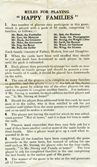 Rules Prints: Happy Families Playing Cards - Rules for Playing