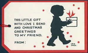 Parcel Prints: Happy Family gift card - Little boy and parcel