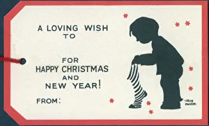 Happy Family gift card - Little boy and stocking