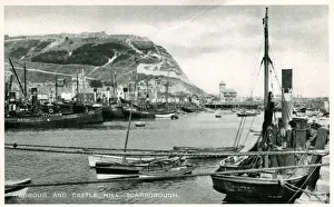 Harbour Boats & Castle Hill, Scarborough, Yorkshire Harbour Boats & Castle Hill