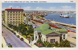 Angeles Prints: Harbour and City Hall, San Pedro, Los Angeles, USA