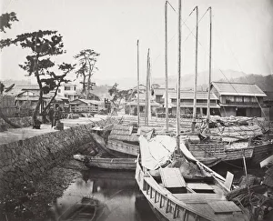 Harbour, dock view with boats, Japan