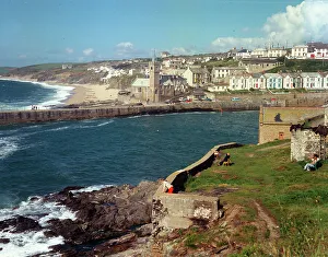 Porthleven Prints: The harbour entrance and beach, Porthleven