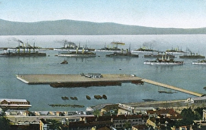 The Harbour, Gibraltar, with naval fleets