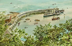 Minehead Prints: The Harbour, Minehead, Somerset, with paddle steamer