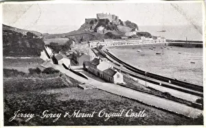 Orgueil Prints: The Harbour & Mont Orgueil Castle, Gorey, Channel Islands