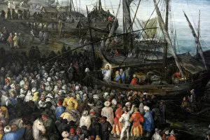 Images Dated 28th December 2012: Harbour scene with Christ preaching, 1598, by Jan Brueghel t