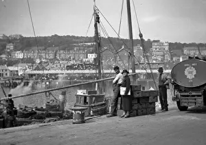 Gulls Prints: Harbour scene with seagulls