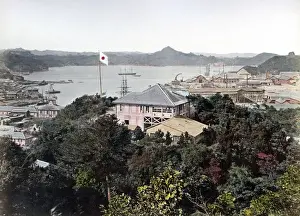 Nagasaki Prints: Harbour view (probably Nagasaki) Japan circa 1880s