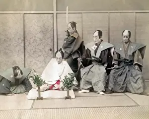 Staged Prints: Hari-kiri, (seppuku), staged