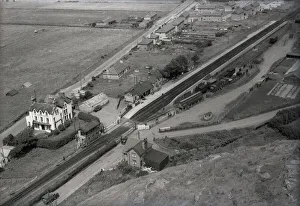 Harlech Railway Station from Harlech Castle, Gwynedd, Wales