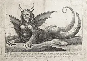 Myths Prints: Harpy. Found in Peru in 17th c. according to