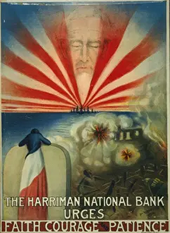 Urges Prints: The Harriman National Bank urges faith, courage, and patienc