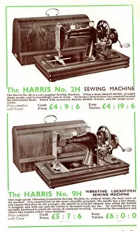 Images Dated 16th January 2020: Harris Sewing Machine, Models No. 2H and 9H