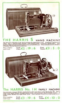 Images Dated 16th January 2020: Harris Sewing Machine, Modelss and No.1H
