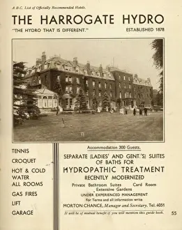 Swan Prints: The Harrogate Hydro, spa and hotel in the Yorkshire town of Harrogate with accommodation