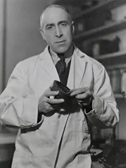 Psychical Prints: Harry Price (1881 - 1948), psychical researcher and author, in his laboratory