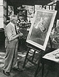 Postwar Collection: Harry Rountree, artist in his studio, St Ives, Cornwall