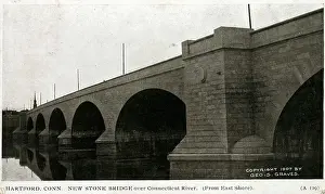Connecticut Prints: Hartford, Connecticut, USA, New Stone Bridge from east shore