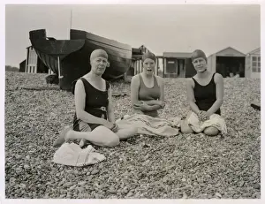 Hastings, East Sussex - 3 brave lady swimmers on a cold day